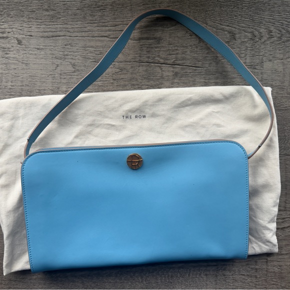 The Row Handbags - The Row Shoulder Clutch Bag in Blue Calfskin w/ Removable Strap Authentic